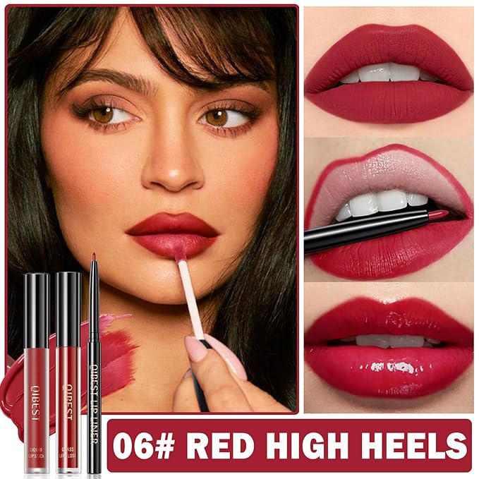 3 in 1 Red Lip Liner and Lip Gloss