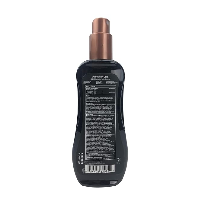 Australian Gold Spray Gel Sunscreen with Instant Bronzer SPF 15, 8 Ounce | Moisturize & Hydrate Skin | Broad Spectrum | Water Resistant | Non-Greasy | Oxybenzone Free | Cruelty Free