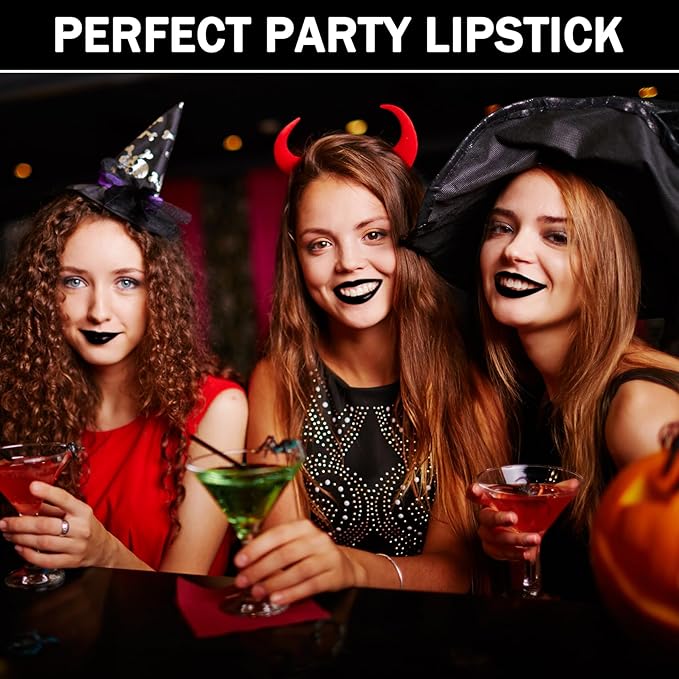 2Pcs Black Matte Lipstick and Lipliner Set,Velvet Liquid Gloss