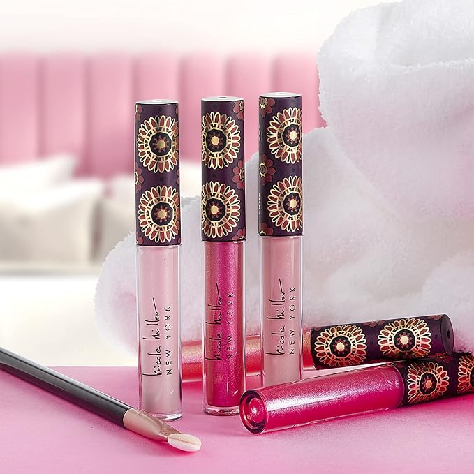 Nicole Miller Lip Gloss Collection, 10 Count (Pack of 1), Pink Shimmer