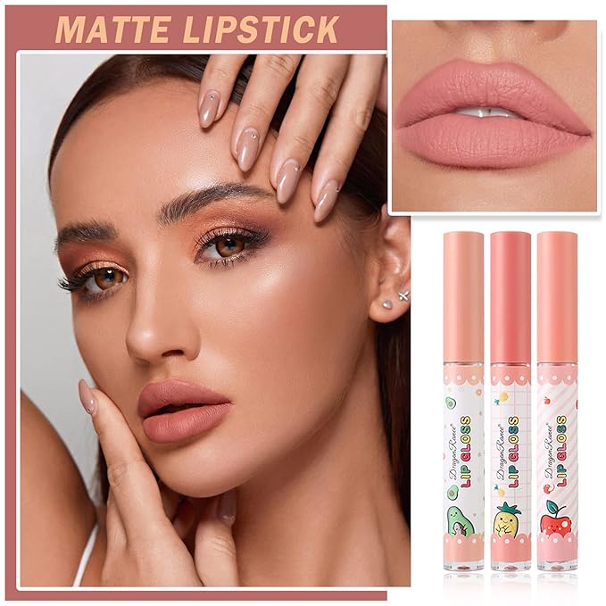 AWCCXMYM 3Pcs Lip Gloss Set Matte Lipstick Lip Gloss