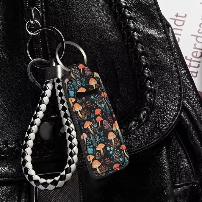 Horeset Mushroom Novelty Lipstick Holder Keychain for Women Gloss