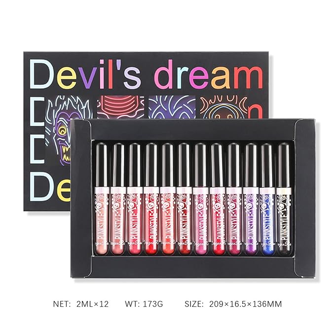 12Pcs Long-Lasting Matte Nude Lip Gloss Lipstick Lip Long-Lasting