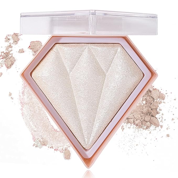 Glitter Blush Shimmer Highlighter Blusher Powder Makeup Face Pearl White)