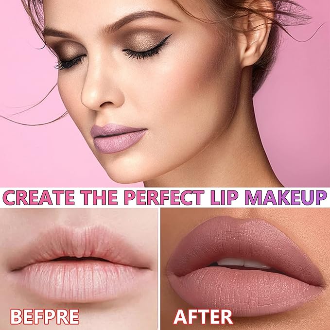 3 Pcs Nude Crayon Lipstick Set,Matte Velvet Lipstick Lip Crayon Nourishing Non-Stick Cup Lip Stain Lip Gloss,Long-lasting Waterproof Lip Stick Lip Makeup for Women(Set A)