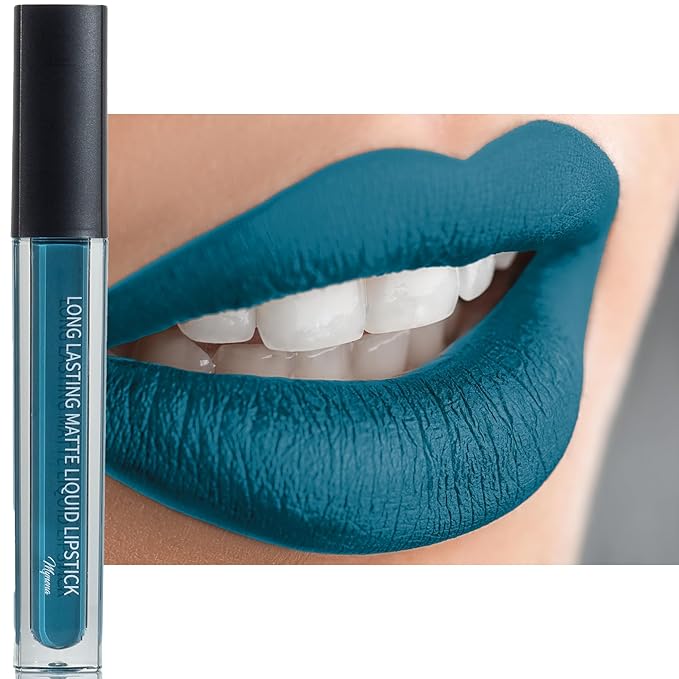 Mynena Teal Blue Long-Lasting Matte Liquid Lipstick | Intense Color, Smudge-Proof & Waterproof | Comfortable, Hydrating Shea Butter | Vegan & Cruelty-Free | Ivy
