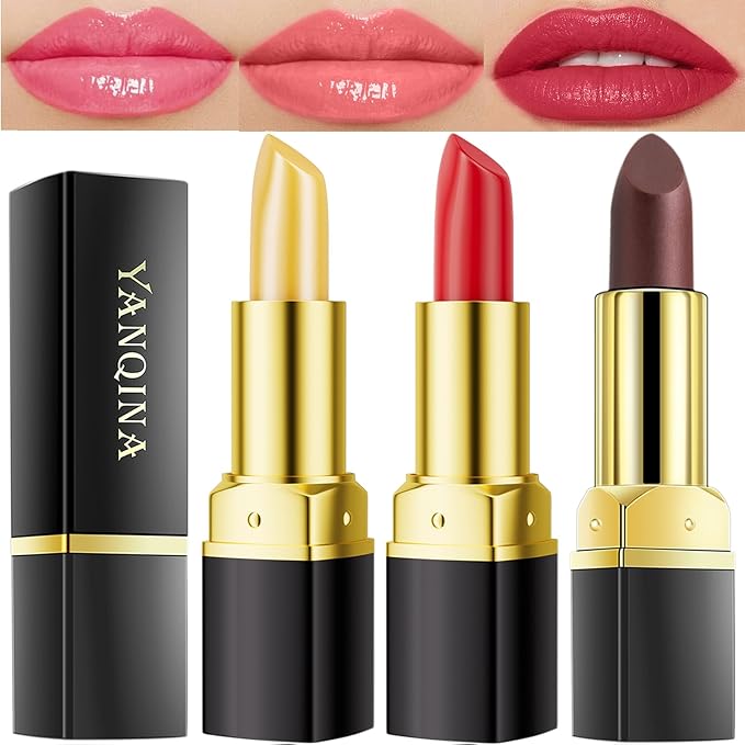 Jeffbaubl 3 Pcs Lip Balm Lipstick, YACAISI Color Changing