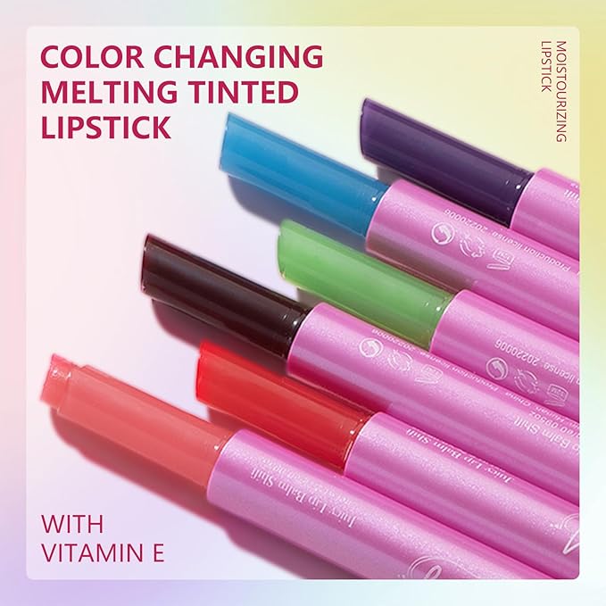 KYDA Juice Jelly Tinted Lip Balm, Glossy Color Changing Lipstick, Dewy Glow Lip Color, Click Packaging Moisturizing Lip Balm with Vitamin E, #Berry