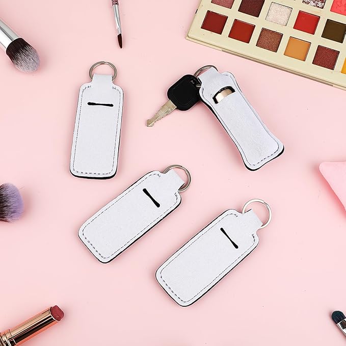 20 Pieces Sublimation Chapstick Holder, Sublimation Keychain Blanks, Ring