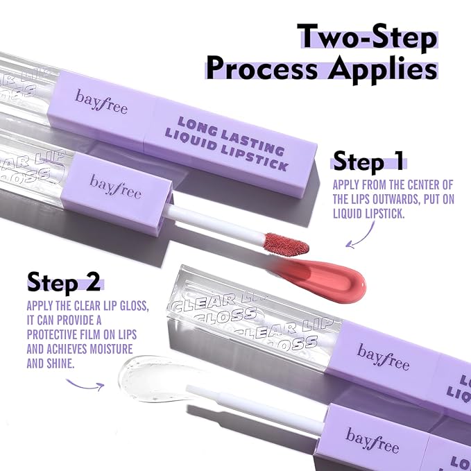 Long Lasting Liquid Lipstick with Clear Lip Gloss Long