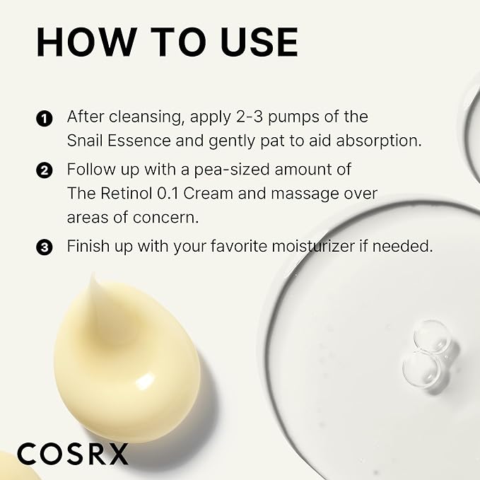 COSRX Glass Skin Starter Set, Amazon Exclusive, Advanced Snail 96% Mucin Power Essence & Retinol 0.1% Cream Mini Sample, Mothers Day Gifts for Mom, Korean Skin Care Kit, Gift Set