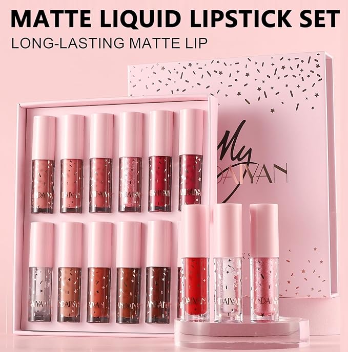 12 Colors Book Style Lip Gloss Velvet Matte Gloss