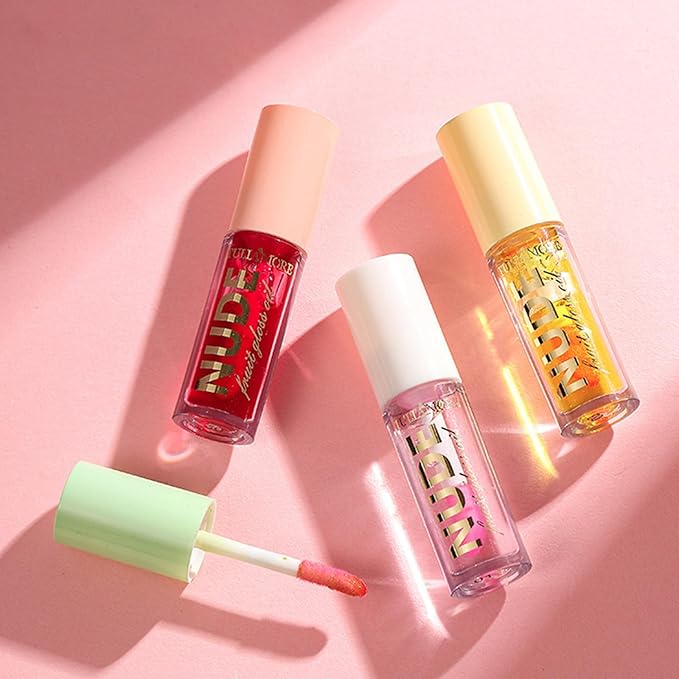 4 Colors Fruit Color Changing Lip Gloss lipstick, PH Temperature Color Changing Lip Oil Tinted Lip Stain Lip Balm, Long Lasting Nourishing Moisturizing Lip Glow Oil for Lip Care