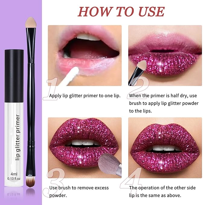 MAEPEOR Glitter Lip Kit 4 Colors Diamond Metallic Glitter
