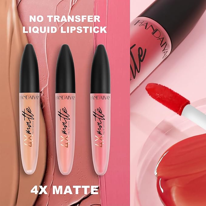 4X Matte Lipstick for Women, Waterproof Liquid Makeup Lipgloss
