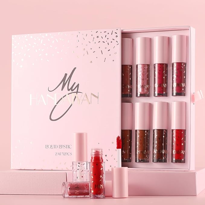 12 Colors Book Style Lip Gloss Velvet Matte Gloss