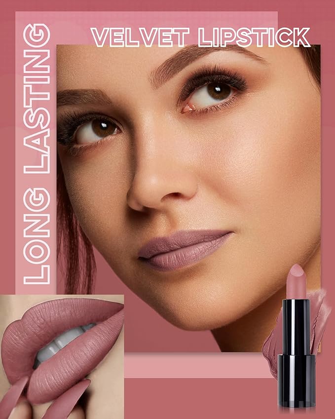 Nude Pink Lipstick Long Lasting for Women, Hydrating Lipstick