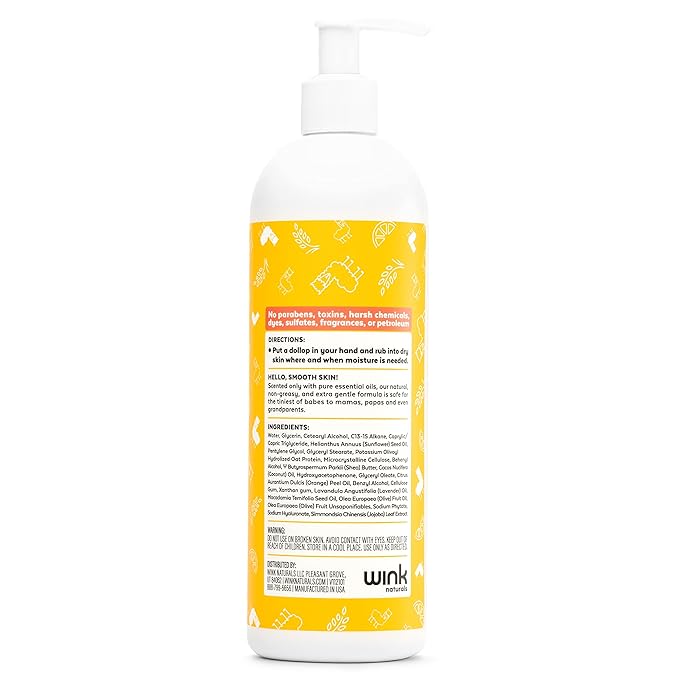 Wink Well Llama Baby Lotion for Kids- Gentle Baby Moisturizer for Calming Dry Skin-For Sensitive Skin Free of Parabens, Chemicals, Dyes and Fragrances- 14 Oz