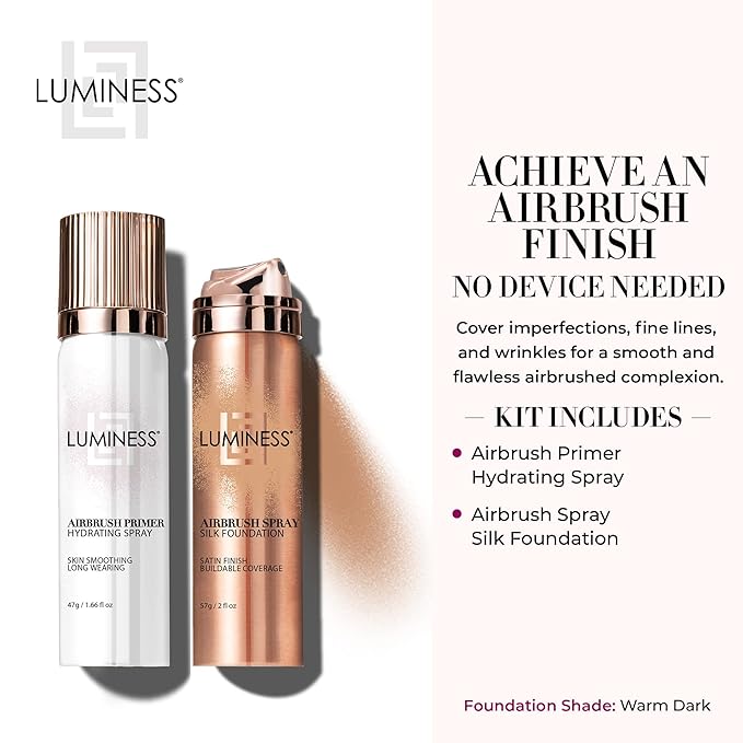 LUMINESS Silk Airbrush Spray Foundation & Primer Kit Warm Dark)