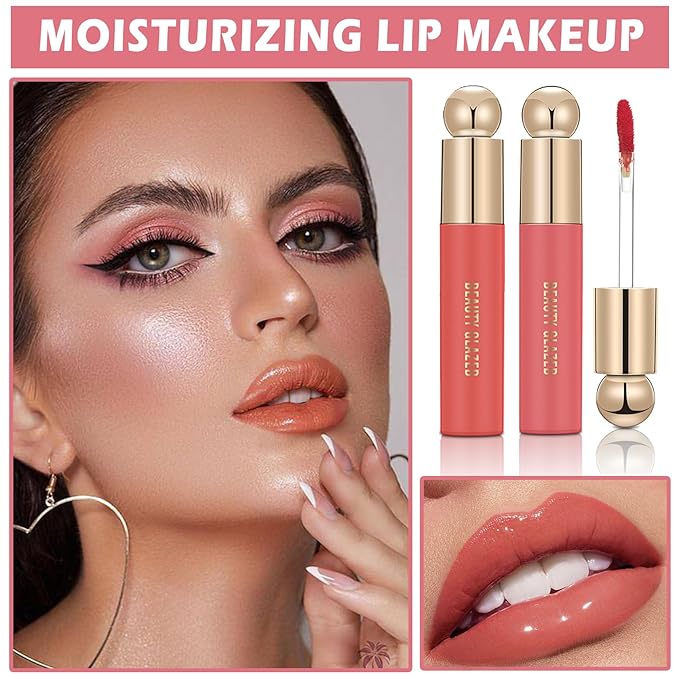 2PCS Tinted Lip Oil Lip Gloss Set Lip Gloss