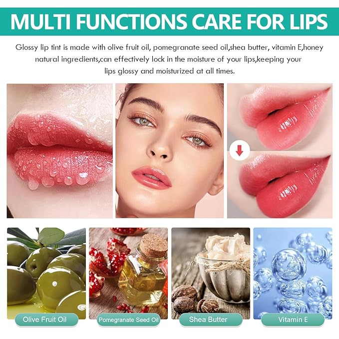 2 Colors Hydrating Lip Gloss,Lip Plumper Gloss,Moisturizing Glossy Hydrating