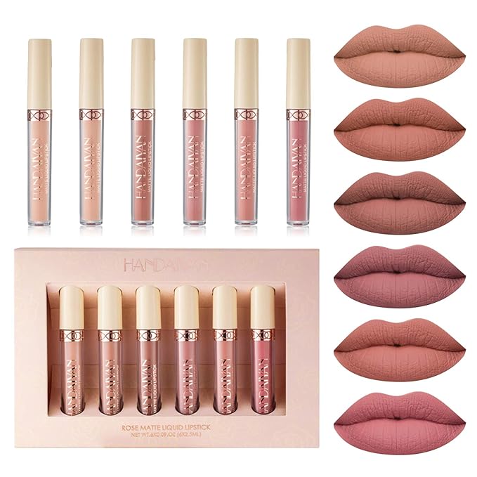 BONNIE CHOICE 6Pcs Nude Matte Liquid Lipstick Set, Long