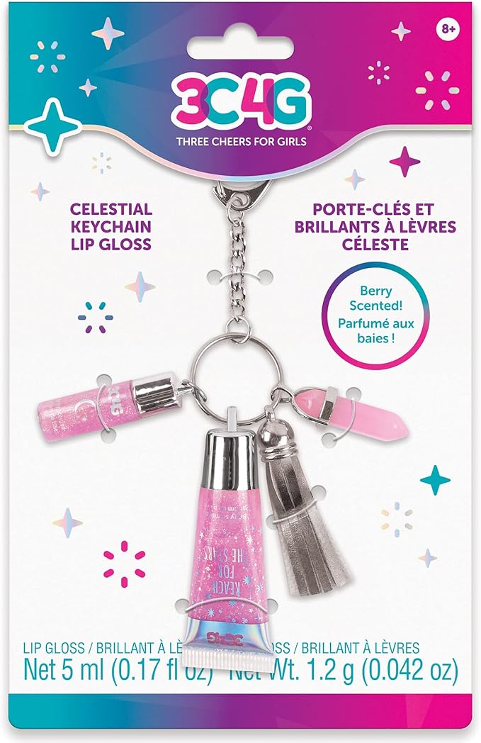 3C4G Celestial Keychain Lip Gloss, Berry Flavor, Lovely 3C4G