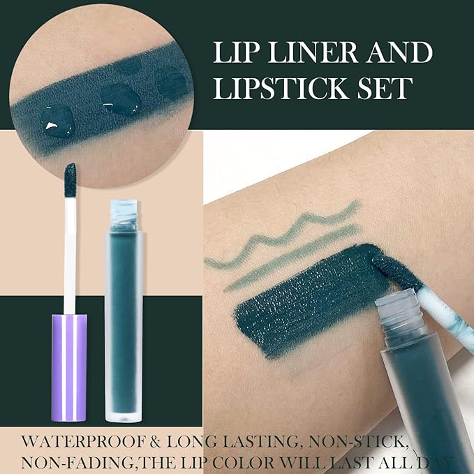DAGEDA Matte Liquid Lipstick, 2Pcs Lip Liner DAGEDA