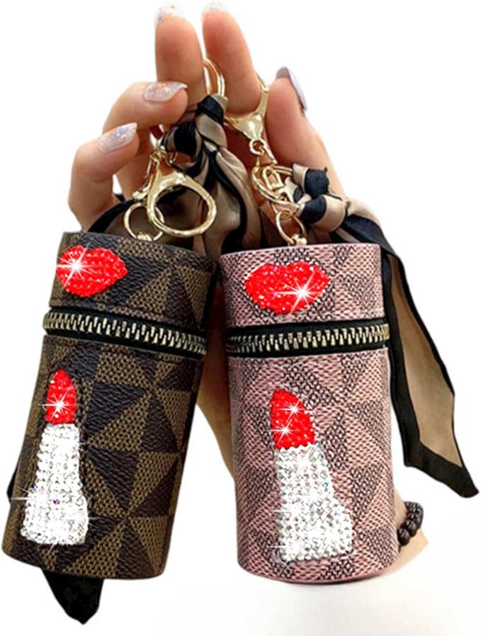 2Pcs Lipstick Organizer, Luxury Leather Lip Gloss Bag, Organizer,