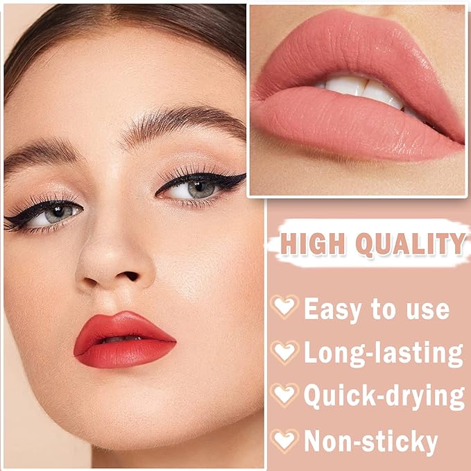 3 Colors Crayon Matte Lipstick Set Velvet Nude lipstick Lip Gloss Matte Waterproof Long Lasting Lipstick for Women Everyday Lip Makeup Lip Stain-Set B