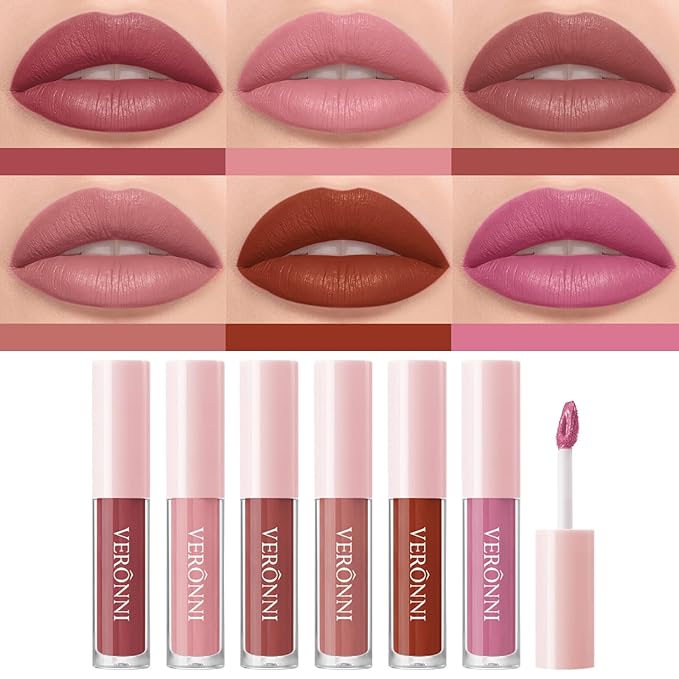 6Pcs Matte Liquid Lipstick Set,Long-Lasting Wear Non-Stick Cup Set,Long-Lasting
