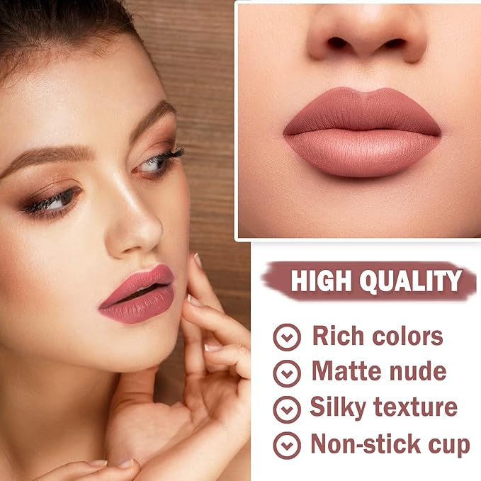 1PCS Nude Matte Lipstick Lip Crayon Lipstick Waterproof Long