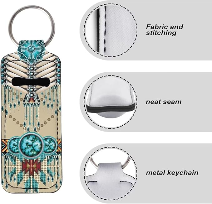 Bulopur American Indian Ethnic Chapstick Holder Keychain, Neoprene gloss