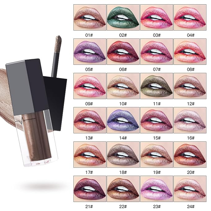 MAEPEOR Metallic Liquid Lipstick 24 Color Metal Diamond Long