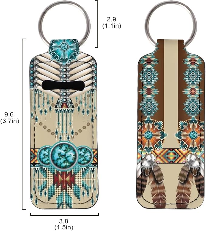 Bulopur American Indian Ethnic Chapstick Holder Keychain, Neoprene gloss