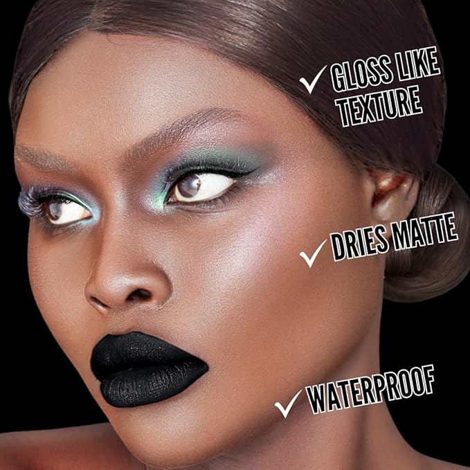 Mynena Black Long-Lasting Matte Liquid Lipstick | Intense Color, Smudge-Proof & Waterproof | Comfortable, Hydrating Shea Butter | Vegan & Cruelty-Free| Linda