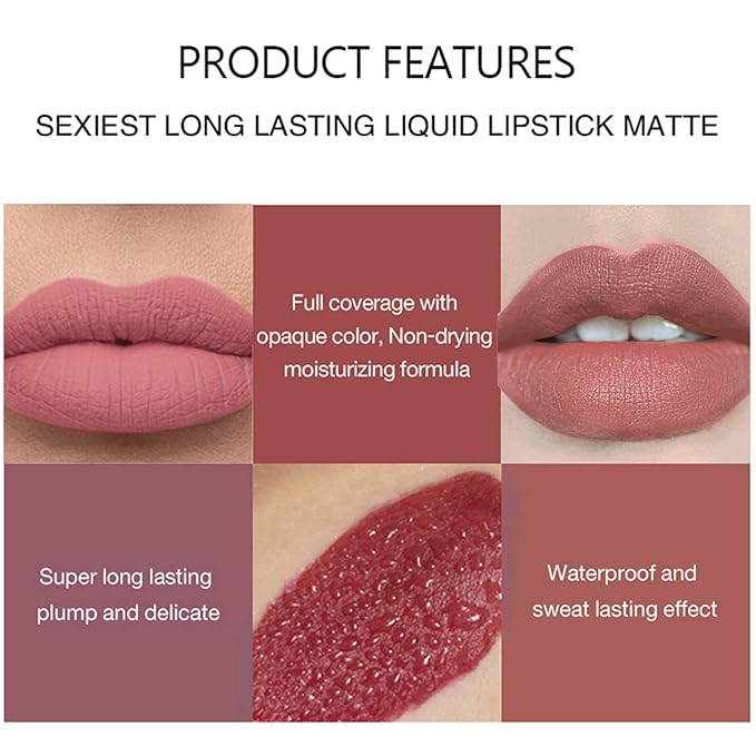 BONNIE CHOICE 6Pcs Nude Matte Liquid Lipstick Set, Long