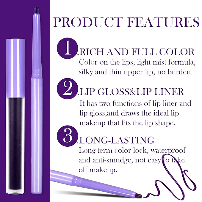 DAGEDA Matte Liquid Lipstick, 2Pcs Lip Liner DAGEDA