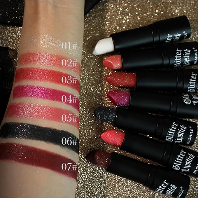 Glitter Lipstick, Women's Diamond Shiny Matte Lip Gloss, Glitter