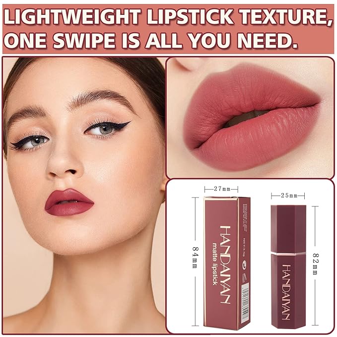 CAHIUYOA 2PCS Matte Nude Lipstick Lip Stain Velvet Long