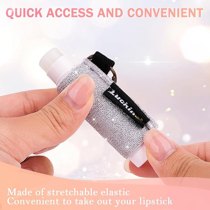 5PCS Lip Balm Holder Keychain Shinny Chapstick Holder Gloss