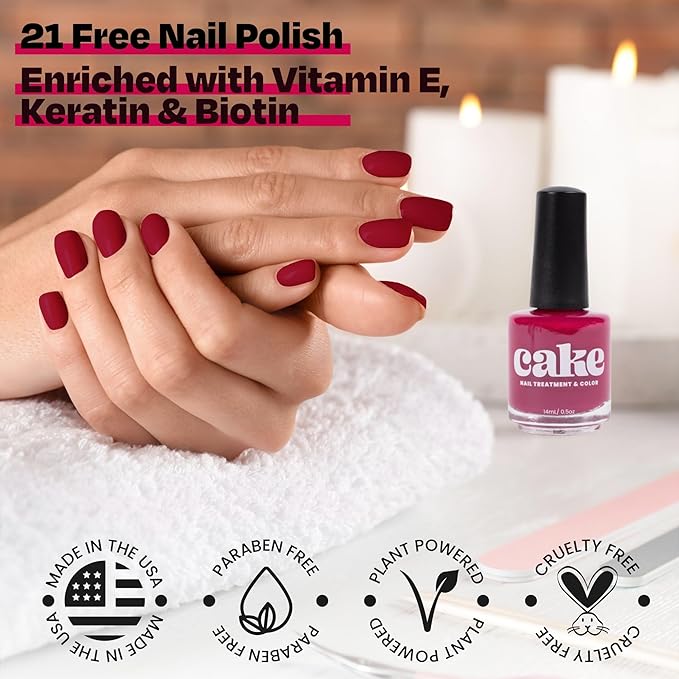 Nail Strengthener & Nail Polish Duo, Nail Repair for Damaged Nails, Nail Hardener & Growth, Non Toxic, Professional Applicator Brush, Keratin (Under the Affluence) CAKE Power Boost (1 fl oz)