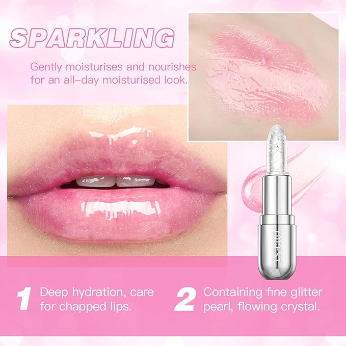 Glitter Jelly Lipstick, Glimmer Balm Color Changing Lipstick, Glitter