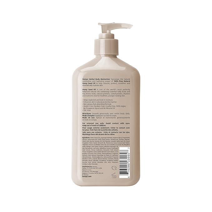Hempz Smoothing Herbal, Koa & Sweet Almond Body Moisturizer, 17 Fl Oz (Pack of 1), Pink