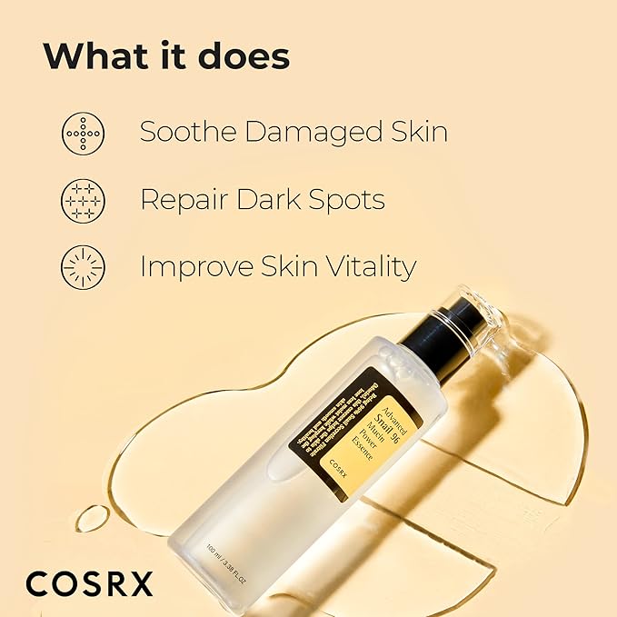 COSRX Snail Mucin 96% Power Repairing Essence 3.38 fl.oz, Hydrating Serum for Face with Snail Secretion Filtrate, Mothers day gifts for mom, Korean Skin Care
