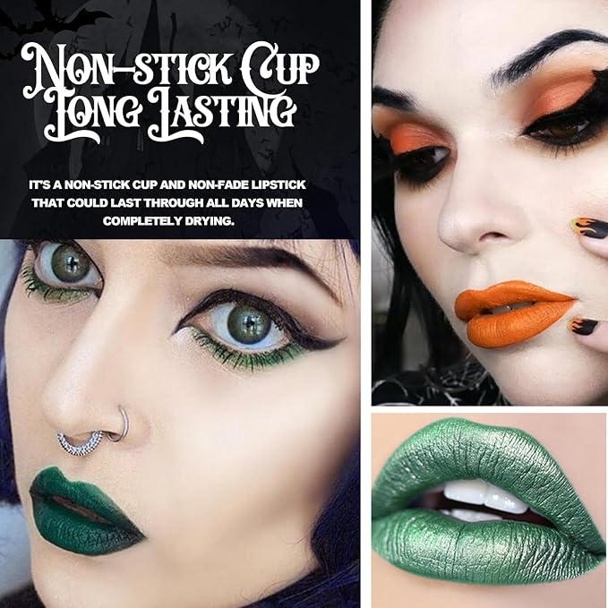 4PCS Halloween Matte Liquid Lipstick Lip Kit,24 Hour Long