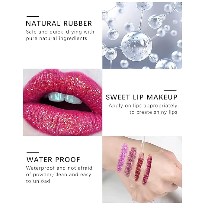 MAEPEOR Glitter Lip Kit 4 Colors Diamond Metallic Glitter