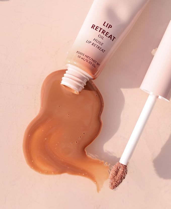 Wander Beauty Lip Retreat Oil - Skinny Dip (Nude) - 4 in 1 Tinted Lip Oil + Moisturizing Lip Gloss With Avocado, Vitamin E & Rosehip - Hydrating Luxurious Lip Care for Dry Lips - 0.33 fl oz