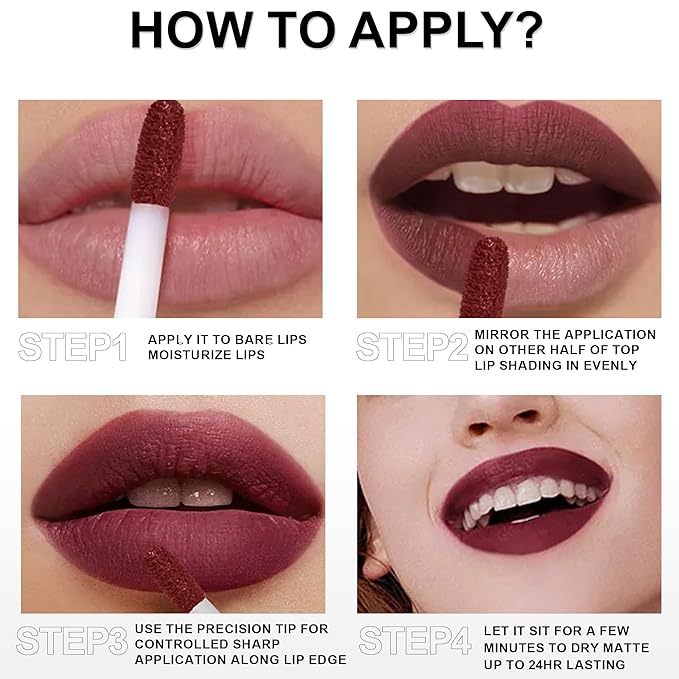4X Matte Lipstick for Women, Waterproof Liquid Makeup Lipgloss