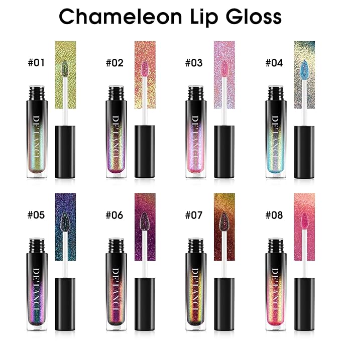 Chameleon Lipstick Blue Green Color,Shimmer Metallic Colourful Lip Gloss for Women Girls Lips Makeup Gift,Hydrating Waterproof and Long Lasting Lip Stick Shiny,Talc-Free,#1